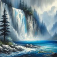 Transform your space with this breathtaking waterfall landscape print 🌄. Featuring gentle brushstrokes and vibrant shades of blue and white, this artwork captures the majestic beauty of cascading waters and a serene forest scene 🌲. Perfect for any room, this print adds a touch of nature's tranquility to your home 🏡. High Resolution 🌟: Comes in 4 customizable sizes, including an SVG file for your personalized dimensions. Versatile Decor 🏞️: Ideal for living rooms, bedrooms, offices, or as a