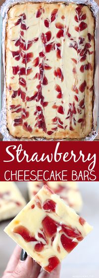 Easy Strawberry Cheesecake Bars - perfect for a crowd and so delicious!