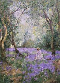 Among the Bluebells. Cross stitch pattern. Cross stitch. Cross stitch supply. Embroidery pattern. Counted cross stitch pattern. PDF pattern. Among the Bluebells by James Herbert Snell in PDF format. I create my patterns using a combination of computer and handmade finish and I design them in the style of 'pointillist' style of art which is a technique of painting in which small distinct points of primary colors create the impression of an intermediate color. So, when you look at the embroidered