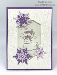 Tutorial for a Winter Snow Christmas shaker card using the Snowman Season stamp set and Winter Snow embossing folder, both from Stampin' Up! Free tutorial explaining how to make the card.