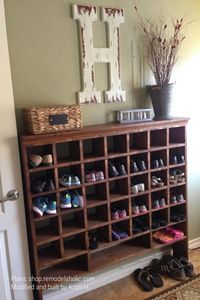 Tall DIY Shoe Cubby Shelf Woodworking Plan – Remodelaholic