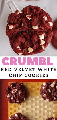 These Crumbl red velvet white chocolate chip cookies are the ultimate treat. They are soft and chewy and packed with white chocolate chips.