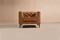 Cognac Tan Essex Leather Walnut Finish Lounge Chair | Poly & Bark