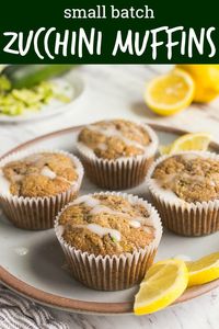 Zucchini Muffins with Lemon Glaze (small batch) - Dessert for Two