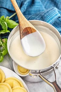 Béchamel Sauce is a staple in classic French cuisine. It is a dairy-based white sauce thickened with a butter and flour roux. It can be used on its own over pasta, or as the base in many other dishes.