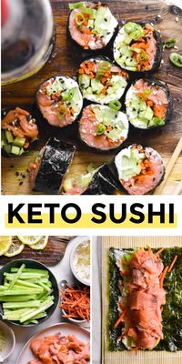 *NEW* Sushi is one of the easier low carb fish recipes – there is almost no prep and it’s great when hosting or as an addition to your cache of low carb lunch ideas. #lowcarbsushi #ketosushi