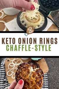 Here is a keto breakfast chaffles recipe that is savory and so satisfying. Our onion rings chaffle is a delicious keto breakfast or snack. Using a min waffle maker, a chaffle is made using cheese for a low-carb snack or meal.