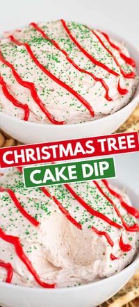 Christmas Tree Cake Dip - This Little Debbie Christmas Tree Cake Dip has become incredibly popular and I wanted in on the fun! This festive dessert dip is made with Little Debbie snack cakes, cream cheese, milk, vanilla extract, and whipped topping. Serve this dip up at any holiday gathering or even for a decadent Christmas Eve treat. #dessertdip #christmas #cookiedoughandovenmitt #dessertrecipes