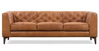 Cognac Tan Essex Leather Mahogany Finish 3 Seater Sofa | Poly & Bark