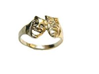 Welcome to Twin's Jewelry,  Classic Comedy and Tragedy Ring Solid 14K Yellow Gold. This classic comedy and tragedy ring comes in a standard size 6 but is also available in sizes 3, 4, and 5. Please send us a message right after purchasing the item with the size that you need. It is solid 14K yellow gold and weighs approximately 2.8 grams. The front sides measurements are approximately 10mm x 10mm. This exquisite ring is manufactured by us here in the USA with excellent standard of quality. 100% satisfaction guarantee or your money back. If you have any questions, feel free to contact us. Item # Approximate DIMENSIONS: HEIGHT: 10 mm. WIDTH: 10 mm. WEIGHT Approximately: 2.8 grams. We Have Been In The Jewelry Business For More Than 36 Years. Please Judge By The Pictures. If Any Questions Feel