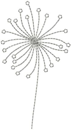 a dandelion made out of silver wire on a white background