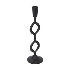 a black candle holder is shown on a white background