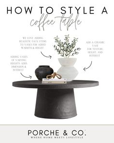 an advertisement for how to style a coffee table