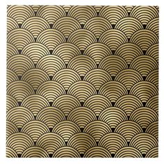 an art deco style wallpaper with gold and black fan pattern on it's surface