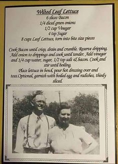 an old black and white photo of two men in front of a sign that says wheat leaf lettuce