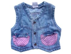 Gorgeous 1990s vintage vest. The size is labelled 86, fits approx 12-18 months.  In very good vintage condition. Cute Pink Cotton Vest, Cute Pink Vest For Spring, 1990s Kids, Denim Waistcoat, Jean Vintage, Vest Waistcoat, Vintage Vest, Ootd Ideas, Vest Outfits