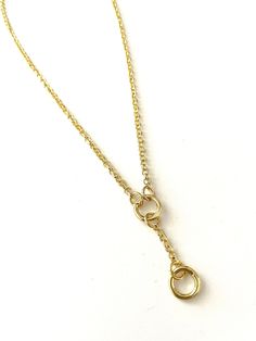 FREE SHIPPING! This is a beautiful versatile high quality 18k Gold Filled Delicate Rolo Chain Necklace with Two Snap Ring Charm Holders  Rings open allowing you to customize your own necklace and wear with charms of your choice. All charms in my shop are also available for purchase. Available in your choice of 16, 17, 18, 20, 22, 24 and 30 inches. Your necklace will have a 2 inch extender allowing you to adjust the length.  Drop chain length including charm holder is 2 inches. May also be worn w Yellow Gold Oval Link Chain Ring As A Gift, Modern Adjustable Yellow Gold Chain Ring, Gold Jewelry With Adjustable Chain And Open Circle Design, Gold Jewelry With Adjustable Open Circle Chain, Classic Gold Chain Ring For Gift, Classic Gold Chain Ring, Yellow Gold Open Circle Jewelry With Adjustable Chain, Modern Yellow Gold Chain Ring As Gift, Gold Adjustable Chain Ring Fine Jewelry