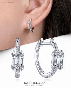 14K White Gold Prong Set and French Pav 15mm Round Classic Diamond Hoop Earrings. EG13719W44JJ #GabrielNY #DiamondJewelry #FineJewelry#FineJewelry#FashionJewelry#UniqueJewelry#GiftIdeas#UniqueGifts #Earrings #FashionEarrings #HoopEarrings Round Hoop Earrings, Pave Setting Jewelry, Diamond Bali Earrings, Diamond Hoops Earrings, Classic Diamond Earrings, Hoop Earrings Diamond, Filigree Hoop Earrings, Jewelry Product Shots, Bezel Jewelry