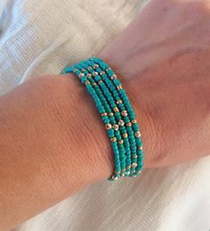 Wrap bracelet Turquoise bracelet Beaded bracelet Seed beads | Etsy Turquoise Heishi Beaded Bracelets For Jewelry Making, Turquoise Friendship Bracelets With Tiny Beads, Turquoise Heishi Beads Bracelet With Spacer Beads, Handmade Turquoise Heishi Beads Bracelets, Turquoise Heishi Beads Bracelets, Turquoise Friendship Bracelets With Tiny Beads As Gift, Turquoise Friendship Bracelet With Tiny Beads As Gift, Turquoise Heishi Beads Bracelets As Gift, Turquoise Heishi Beads Bracelet With Tiny Beads