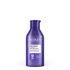 Color Extend Blondage Conditioner is a violet-pigment depositing conditioner that protects and tones for blonde and highlighted hair that are experiencing warmth (ie brass). Formulated with Citric Acid to strengthen and repair blonde hair while pure violet (purple) pigments remove unwanted brassiness to cool hair's warm for a brighter, truer blonde hair color. This product is recommended for hair that contains orange or yellow undertones. BENEFITS • Toning and protecting conditioner • Gently det Types Of Blondes, Icy Blonde Hair Color, Color Depositing Conditioner, Beige Blonde Hair Color, Beige Blonde Hair, Purple Conditioner, Bright Blonde Hair, Yellow Blonde, Highlighted Hair