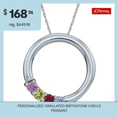 Metal: Silver, 10K white or yellow gold, 14K white or yellow goldStones: Simulated gemstonesSetting: ProngClosure: Spring-ringDimensions: 18" long cable chainPendant Size: 21x21mmPersonalization: Choose up to 4 stonesChoose up to four birthstones. Use the letter key below to represent the months. Selection must be made using capitalized letters: A=JanuaryB=FebruaryC=MarchD=AprilE=MayF=JuneG=JulyH=AugustI=SeptemberJ=OctoberK=NovemberL=DecemberGemstones may be treated and may require special… Family Jewellery, Circle Pendant Necklace, Circle Pendant, Birthstone, Persona, Cable, Yellow Gold, Pendant Necklace, Key