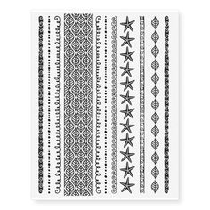 a sheet of black and white stickers with different designs on it, including stars