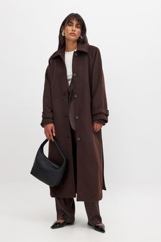 Raglan Sleeve Wool Blend Coat Brown | NA-KD Long Brown Outerwear For Work, Solid Wool Coat With Belted Cuffs, Wool Coat With Belted Cuffs, Long Sleeve Wool Coat With Belted Cuffs, Wool Coat With Belted Cuffs For Business In Fall, Brown Belted Wool Coat For Work, Pea Coat With Belted Cuffs For Fall, Brown Belted Cuffs Outerwear For Work, Fall Pea Coat With Belted Cuffs