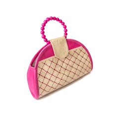 Add a fun, sustainable, chic bag to your look this season. Handmade by aritisans with Original "Paja Toquilla" Handwoven in Monte Cristi, Ecuador Handle is made with 100% Tagua Nuts Bag: 13" x 9.5" x 3.25" Handle: 5.5" wide Snap closure, interior pocket Woven Jute Bag With Top Handle, Top Handle Woven Jute Bag, Woven Jute Top Handle Bag, Everyday Handheld Clutch With Braided Handles, Chic Handheld Handwoven Shoulder Bag, Chic Handwoven Top Handle Bag, Daily Use Clutch With Braided Handles, Chic Pink Beach Bag For Daily Use, Pink Top Handle Bag For Summer