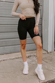 - In the gym or on a coffee run, these athletic shorts are perfect for a luxe touch to your outfit! - Stretchy butter soft material - A waistline with a wide band - A figure hugging silhouette that ends in straight mid-thigh length hemlines Spiced Butter, Sporty Spice, Coffee Run, Hugging Silhouette, Lovely Tops, In The Gym, Shirt Collection, Women Clothing Boutique, Biker Shorts