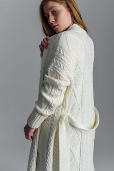 "White Cardigan Oversize Knitted Coat Cable Knit Loosy Knitwear Knitted Jacket Chunky Cardigan Gift for Mom Spring clothing Kimono cardigan One of our favourite cardigans with beautiful classic pattern - now in white color. Inspired by classic style - we decided to go with monochrome this time and try something more elegant. White color is pure and chic. Well, this is what we thought, designing this knitted coat. Using our favourite soft and warm wool yarn, we created this jacket with a thought Winter Knit Outerwear For Daywear, Cream Cable Knit Sweater Coat For Layering, Winter White Knit Sweater Coat With Long Sleeves, Winter White Cable Knit Outerwear For Layering, Chic Winter Cardigan With Knit Fabrication, Knit Cardigan For Winter Daywear, Winter White Knit Outerwear For Layering, Cream Cable Knit Outerwear For Layering, Oversized Wool Sweater Coat With Cable Knit