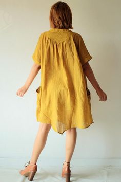 Tunic dress  Linen/ cotton plus size  M,L,XL Oversized Short Sleeve Linen Dress For Spring, Short Sleeve Shirt Dress With Pockets For Beach, Casual Short Sleeve Tunic With Pockets, Casual Tunic With Pockets And Short Sleeves, Summer Short Sleeve Smock Dress, Casual Yellow Linen Beach Dress, Summer Smock Dress With Short Sleeves, Cotton Short Sleeve Shirt Dress For Vacation, Short Sleeve Cotton Shirt Dress For Beach