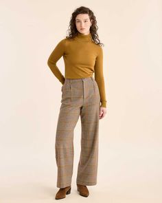 A classic and relaxed pant style to dress up or down, tailored from Oregon Tweed , an exclusive wool blend fabric that's expertly woven in our Washington mill. High waist with set-in waistband, belts loops and fashionable wide legs. Unlined. 75% pure virgin wool/25% lambswool. Fabric woven in our American mills. Imported of USA fabric. | WOMEN'S GLEN PLAID WOOL TROUSERS Short Gloves, Glen Plaid, Baby Fabric, Wool Shirt, Wool Trousers, Wool Plaid, Pajamas Women, Linen Shirt, Trousers Women