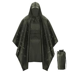 iMounTEK rain poncho is made of premium 210T polyester taffeta with PU coating, with a size of 6.88x4.59ft, perfect fits teenagers, men and women. The generous dimensions provide large cover area to protect your body and backpack, keeping you dry and safe in heavy downpours. It features a front pocket for small essentials, a spacious hood with drawstring, snaps on both sides for maximum comfort. 3-in-1 Functional adult rain poncho can also serve as temporary tent or camping tarp, portable for an Windproof Hooded Raincoat For Travel, Hooded Windproof Raincoat For Travel, Green Nylon Raincoat For Hiking, Functional Green Travel Raincoat, Functional Hooded Raincoat For Camping, Winter Windproof Raincoat For Camping, Nylon Raincoat For Hiking In Rainy Season, Winter Nylon Raincoat For Camping, Winter Windproof Camping Raincoat