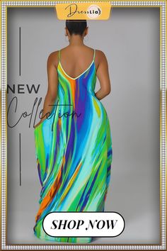 Summer Vacation Tie Dye Print Sleeveless Strap V-neck Loose Fitting Casual Women Maxi Dress Casual Green Sleeveless V-neck Dress, Multicolor V-neck Maxi Dress For Summer, Multicolor Maxi Length V-neck Dress For Vacation, V-neck Sleeveless Dress For Beach Season, Green V-neck Sleeveless Dress For Vacation, Multicolor Maxi V-neck Dress For Summer, Multicolor Maxi Length V-neck Dress For Summer, Chic Green Sleeveless V-neck Dress, Blue V-neck Sleeveless Dress For Beach Season