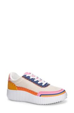 Mesh panels add cool texture to a platform-boosted sneaker. 2" heel Lace-up style Synthetic upper, lining and sole Imported Dirty Laundry, Mesh Panel, Up Styles, Womens Shoes Sneakers, Womens Sneakers, Shoes Sneakers, Size 7, Nordstrom, Lace Up