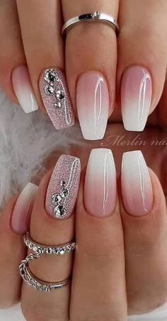 Ombre Nail Art Designs, Bridal Nail Art, Wedding Nails Glitter, Different Nail Designs, Cute Spring Nails, Nail Design Inspiration, Ombre Nail Designs, Nail Art Ombre