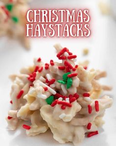 christmas haystacks with sprinkles on top