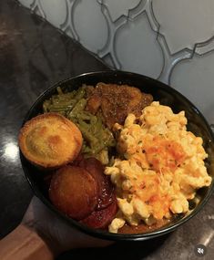 a bowl filled with different types of food