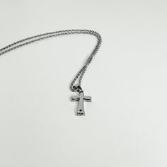 Express your faith with this beautiful stainless steel cross necklace. This highly polished piece is the perfect necklace for everyday wear, whether you're dressing up or down. Its rope chain and secure clasp make it so comfortable, you'll forget you're wearing it! Product details - Material: Stainless Steel - Chain: about 19.9 inch(50.5cm) long, 2.5mm thick, lobster clasp - Pendant: 35x17x3mm Necklace For Everyday, Steel Cross, Cross Chain, Rope Chain, Steel Chain, Stainless Steel Chain, Lobster Clasp, Cross Necklace, Silver Necklace