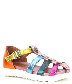 From Kurt Geiger London&#x2C; the Girls' Kensington Fisherman Color Block Leather Sandals feature:Leather upperEagle head embellishmentBuckle closure for easy on/offSynthetic liningEVA outsoleImported. Multicolor Closed Toe Sandals With Buckle Closure, Multicolor Leather Sandals With Buckle Closure, Multicolor Round Toe Sandals With Buckle Closure, Trendy Multicolor Leather Sandals, Playful Multicolor Flat Sandals, Playful Multicolor Round Toe Sandals, Playful Multicolor Closed Toe Sandals, Summer Gift Baskets, London Kids