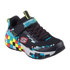 Block to block style and sporty comfort pair up in Skechers mega-craft 3.0. This thematic mega-craft design features an athletic mesh knit upper with a stretch-laced front, adjustable instep strap, and fun tech-piece midsole.Features: ComfortClosure Type: StrapUpper/Outer Base Material: 61% Synthetic, 39% TextileShoe Lining Material: PolyesterSole Material Content: 55% Eva, 45% Thermoplastic-RubberShoe Strap Type: T-StrapCountry of Origin: Imported Multicolor Non-slip Sneakers For Playtime, Block Style, Boys Sneakers, Sneaker Shopping, Boys Shoes, Sneakers Black, Kids Toys, Athletic Shoes, Shoes Sneakers