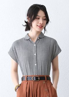 "you can wear it as a casual tops for travelling, having a picnic with your friends, dating and shopping, Perfect for lazy days that you want to sustain a chic and stylish appearance. Also you can pair it with skirt, suspender pants, suspender skirts just like model. DETAIL * More colors available https://etsy.me/3AiQsXb * cotton tops * no liner * button up shirts * collared neckline * straight style * split side hem * short sleeve * Perfect summer spring autumn * Dry clean * The model is 168 cm Button Down Shirt Outfit Short Sleeve, Trendy Summer Blouse With Placket, Casual Cotton Blouse For Picnic, Casual Summer Blouse With Placket, Summer Plaid Tops With Placket, Summer Gingham Button-up Tops, Summer Gingham Top With Button Closure, Plaid Buttoned Tops For Summer, Plaid Tops With Button Closure For Summer