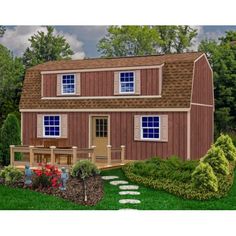 Best Barns Camp Reynolds 16x32 Wood Storage Shed Kit (campreynolds_16x32) 16 X 40 Shed House Door, 12x12 Shed With Loft, Shed To Home, Wood Shed Kits, Wood Storage Shed, Truss Design, Loft Floor, Stair Kits, Storage Shed Kits