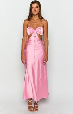 Pink Strapless Maxi Dress

How to style:
This stunning maxi dress () is perfect for your next formal event. Pair with dainty gold jewellery () and statement heels  ()and you will have heads turning.

Features:
  
 * Light weight material 
 * Satin 
 * Maxi length 
 * Strapless 
 * Tie up at the front 
 * Cut outs on both sides 
 * Bias cut Statement Heels, Prom Midi Dress, 60's Dress, Summer Playsuit, Semi Formal Dresses, Strapless Maxi, Beginning Boutique, Strapless Maxi Dress, Satin Maxi