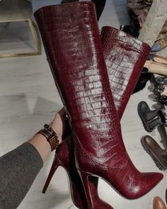 Red Boots Aesthetic, High Heeled Boots, Stil Elegant, Cute Heels, Stiletto Boots