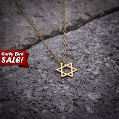 SALE! Gold necklace, Magen David necklace, dainty #jewelry #necklace @EtsyMktgTool http://etsy.me/2gFcyx8 Minimalist 14k Gold Star Of David Necklace, Handmade Gold Star Charm Necklaces, Gold Star Charm Necklace Handmade, Handmade Gold Star Charm Necklace, Handmade Gold Charm Necklaces With Star Shape, Gold Star Of David Charm Necklace With Delicate Chain, Nickel-free Star Of David Jewelry Gift, Gift Delicate Chain Necklace With Star Of David Pendant, Minimalist Star Charm Necklace For Gift