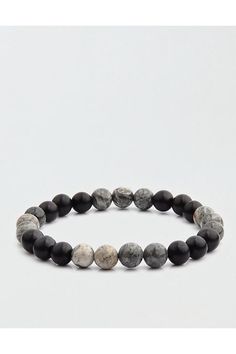 Made with polished wood & stone beads/Designed to stretch for a comfortable fit/Great for layering!/7.75 in. long x 8 mm. wide x 8 mm. thick/Not eligible for promotions | Only ships within the USA Casual Agate Beaded Bracelets With Round Beads, Casual Agate Beaded Bracelets, Casual Beaded Bracelets With Natural Stones, Casual Black Beaded Bracelets With Natural Stones, Casual Black Stretch Bracelet With Gemstone Beads, Casual Stretch Bracelet With Round Beads For Meditation, Casual Stretch Bracelet With Natural Round Beads, Casual Stretch Bracelet With Natural Stones, Casual Stretch Bracelet With Round Natural Stones