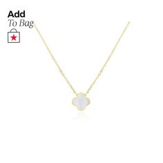 in stock White Round Necklace With Gold Chain, White Necklace With Gold Chain, Luxury Clavicle Chain Necklace With Flower Pendant, White Necklaces With Gold Chain For Formal Occasions, Luxury White Jewelry With Gold Chain, White 14k Gold Clavicle Chain Necklace, Formal White Necklaces With Gold Chain, White Gold Chain Necklace For Formal Occasions, Elegant Necklaces With Flower Pendant And Polished Finish