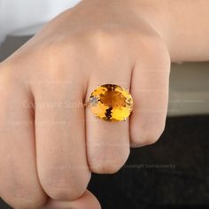 Large Oval Yellow Citrine Gemstone Statement Engagement Ring Solid 14K Yellow Gold Handmade Bridal Jewelry November Birthstone Ring≫ Features• Items Code: SR01422• Metal: 14K Solid Gold (18K also available - Additional• Citrine Weight :-  7.5 Ct.• More option in gold color: Rose Gold, Yellow Gold, White Gold• Ring Size :- 3 to 10 ( All Size Avaialble )≫ FAQ below for more detail.✦ Sizing .....................We can adjust most items to fit your sizing preferences. Most items can be made to any s Statement Engagement Ring, November Birthstone Ring, Anniversary Jewelry, Yellow Citrine, November Birthstone, Citrine Gemstone, Diamond Solitaire Rings, White Gold Ring, Lovely Jewellery