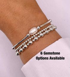 Perfect Bracelet Stack, Silver Beaded Bracelets, Sterling Silver Stacking Bracelets, Bracelet Stacks, Sterling Silver Bead Bracelet, Bracelet Pearl, Silver Bead Bracelet, Ball Bracelet, Bangles Style